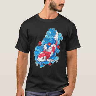 Camiseta Peixes Koi E Flores Carpa Japonesa