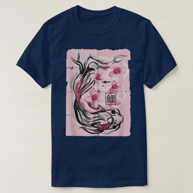 Camiseta Peixes Koi Flores Sakura (Frente do Design)