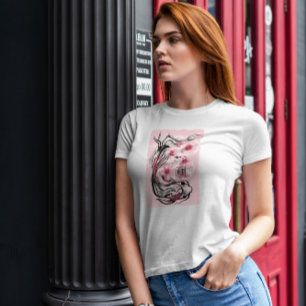 Camiseta Peixes Koi Flores-Sakura