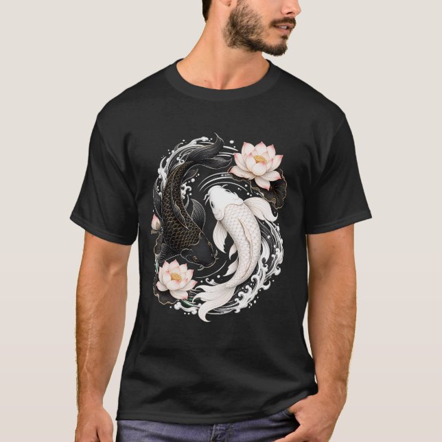 Camiseta Peixes Koi Gêmeos, Harmonia Yin-Yang (Frente)