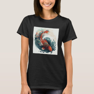 Camiseta Peixes Koi japoneses num redemoinho de excelente P
