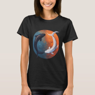 Camiseta Peixes Koi Japoneses Yin E Yang Homens Mulheres Pe