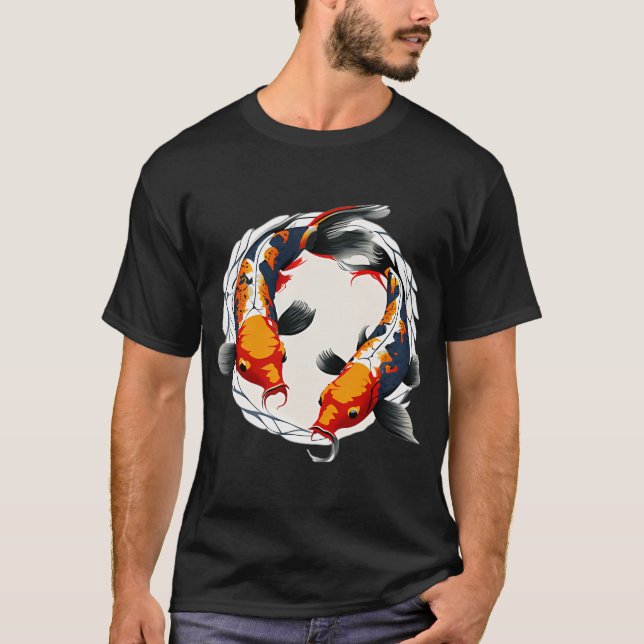 Camiseta peixes koi nadando ao redor (Frente)