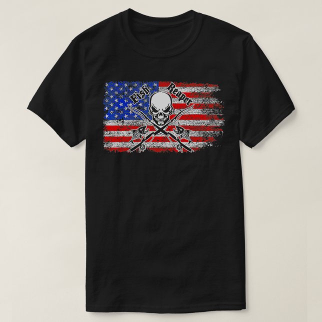 Camiseta Peixes legal Temem-me Orgulho de Bandeira American (Frente do Design)