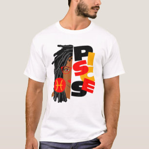 Camiseta Peixes Mulheres Menina Afro Bloqueia Menina Zodíac