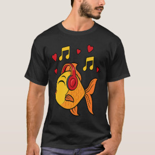 Camiseta Peixes Músicos Notas Musicais Peixinhos Dourados