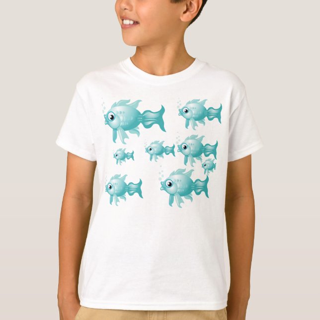 Camiseta Peixes nadadores personalizados (Frente)