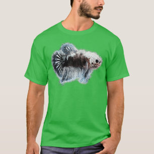 Camiseta Peixes negros que lutam contra o Samurai
