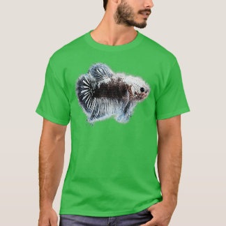 Camiseta Peixes negros que lutam contra o Samurai