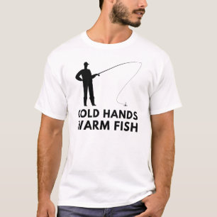Camiseta Peixes Quentes De Mão Fria Pesca Do Gelo