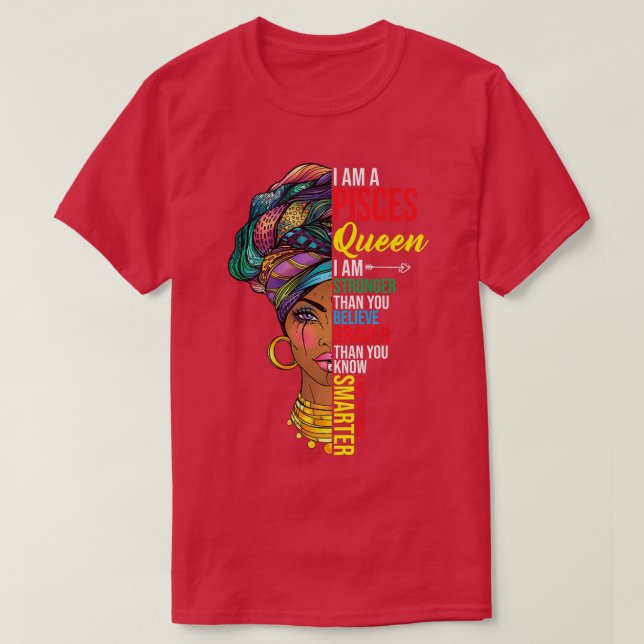 Camiseta Peixes rainha, sou mais forte aniversário para Pei (Frente do Design)