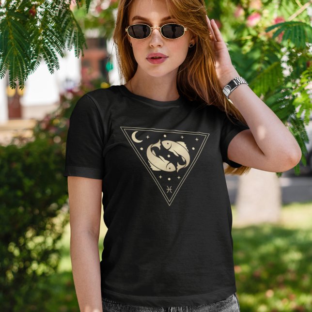 Camiseta Peixes Símbolo Zodíaco Elemento Água em Dourado (Criador carregado)