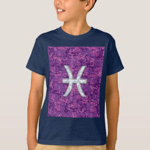 Camiseta Peixes Símbolo Zodíaco no Camo Digital Rosa da F