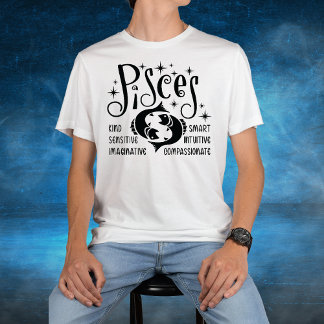 Camiseta Peixes Sinal de Zodíaco Traços de Personalidade do
