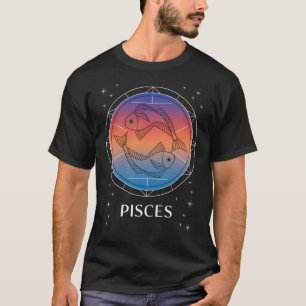 Camiseta Peixes Sonham Peixes Celestiais Coloridos Zodiac
