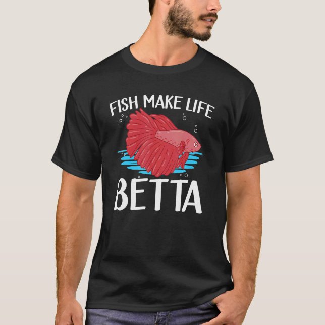 Camiseta Peixes Tornam a Vida Melhor Peixe Combatente Siamê (Frente)