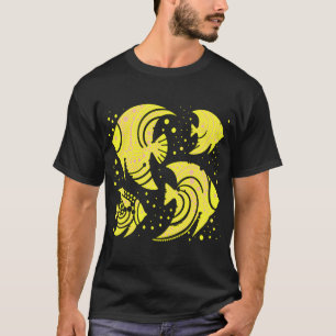 Camiseta Peixes Tropicais Amarelos e Rosas