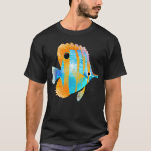 Camiseta Peixes Tropicais Azuis e Laranja