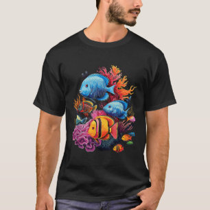 Camiseta Peixes Tropicais Coloridos Em Uma Vida Marinha Do