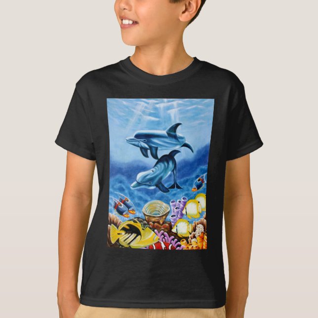 Camiseta Peixes tropicais dos golfinhos (Frente)