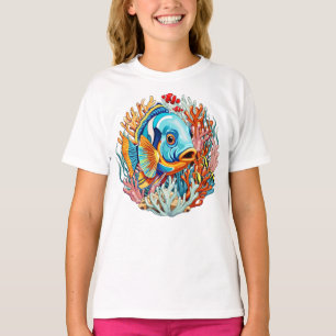 Camiseta Peixes Tropicais Vibrações Coloridas de Verão