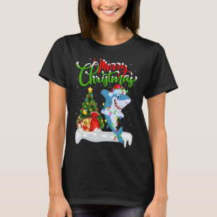 Camiseta Peixes-Tubarão Decorrem Papais noeis Shark Christm