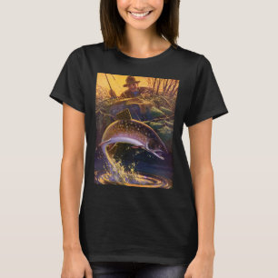 Camiseta Peixes Vintage, Pesca Esportiva de Truta Brook