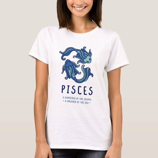 Camiseta Peixes Zodiac T-Shirt - Um Sonhador das Profundida (Frente)