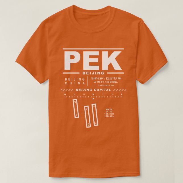 Camiseta PEK do Aeroporto de Beijing Capital Int-l (Frente do Design)