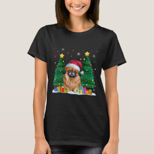 Camiseta Pekingese Dog Passa Santa Hat Feita No Natal Sueco