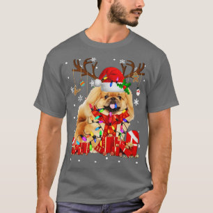 Camiseta Pekingese Dog Reindeer de Natal Luzes felizes Holi