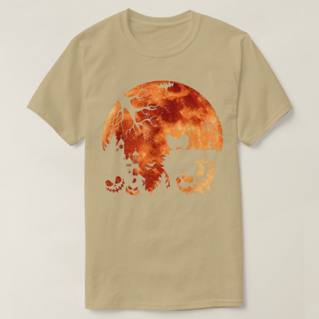 Camiseta Pekingese E Lua Halloween Costume Pumpkin Dog L (Frente do Design)
