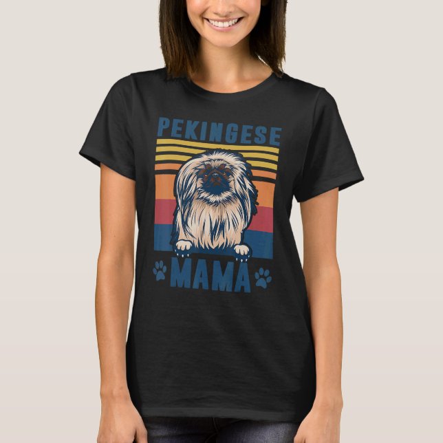 Camiseta Pekingese Mama Mãe Retro Cachorro Mãe (Frente)