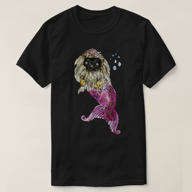 Camiseta Pekingese Mermaid (Frente do Design)