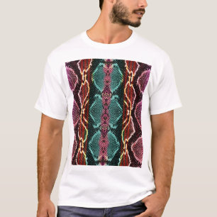 Camiseta Pele cobra colorida, impressão animal.