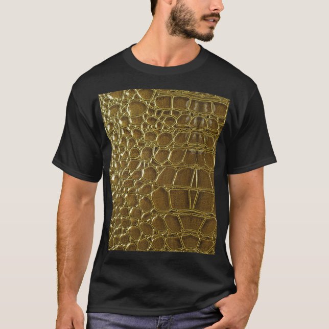Camiseta Pele Crocodilo: Detalhe da Textura de Fechamento (Frente)