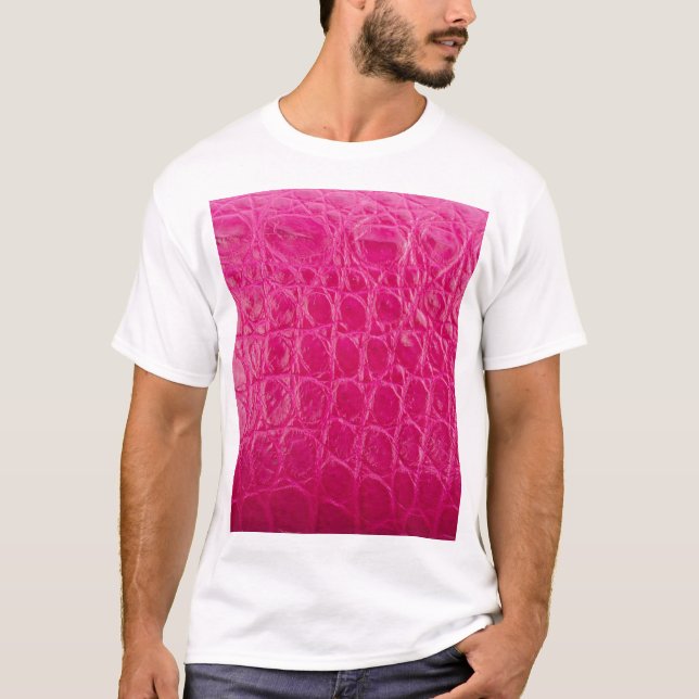 Camiseta Pele de crocodilo rosa, textura de couro (Frente)
