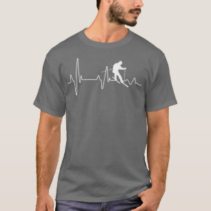 Camiseta Pele de Neve Pulso de Coração de Inverno Esqui d