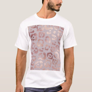 Camiseta Pele-leopardo: elegância rosa de ouro.