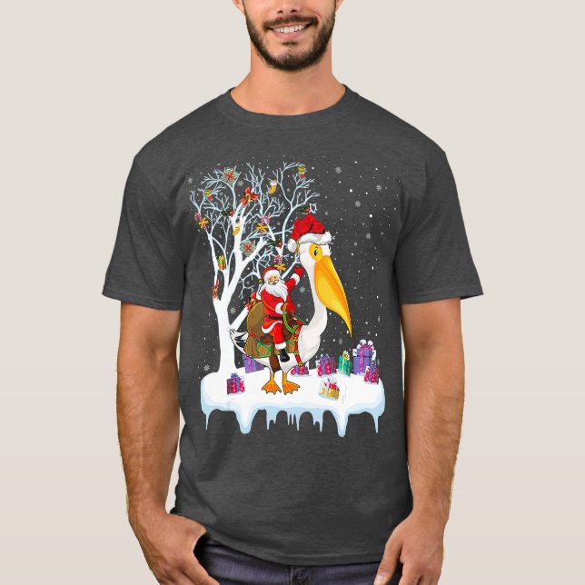 Camiseta Pelican Bird Lover Xmas Gift Santa Riding (Frente)