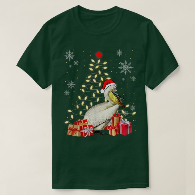 Camiseta Pelican Bird Lover Xmas Pelican Christmas Tree (Frente do Design)