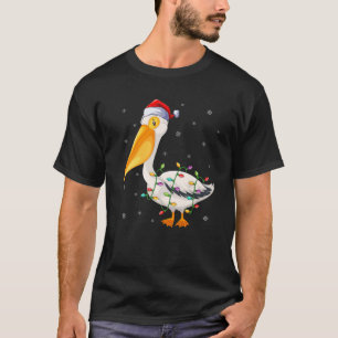 Camiseta Pelican Bird Xmas Lighting Santa Hat Pelican Chris