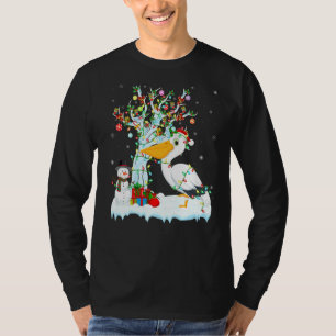 Camiseta Pelican Bird Xmas Tree Lighting Santa Hat Pelican