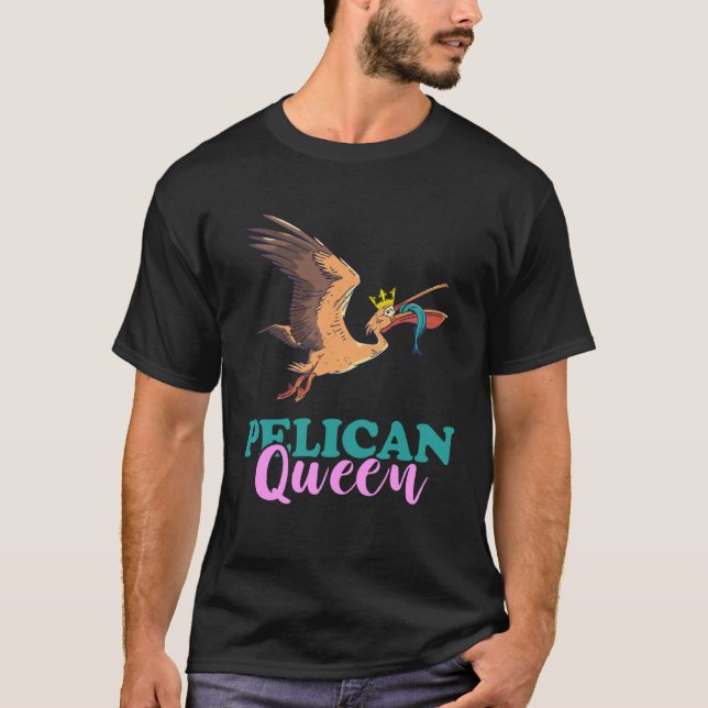 Camiseta Pelican Queen Crown Pelican Bird Tropical B (Frente)