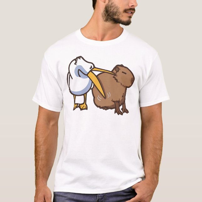 Camiseta Pelican tenta comer Capybara Funny Meme (Frente)