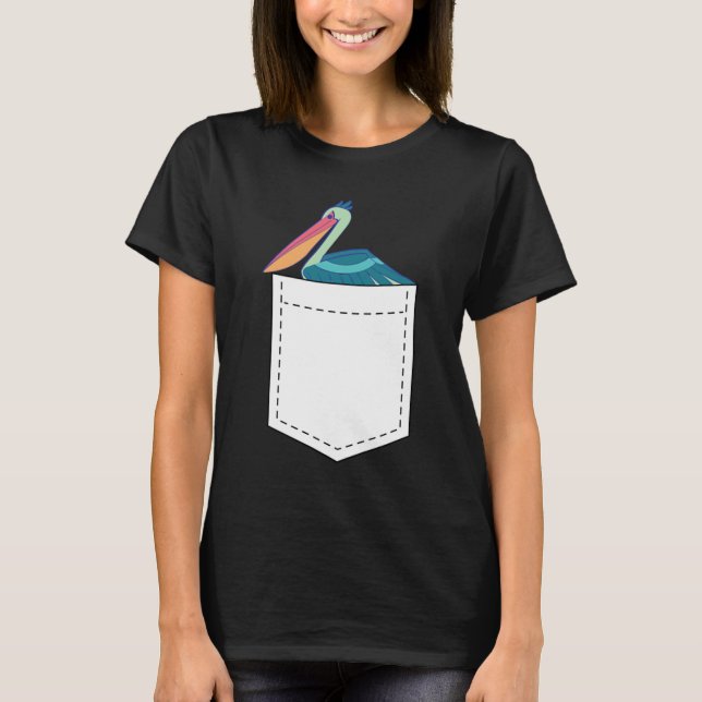 Camiseta Pelicano Em Bolso Excelente Branco De Aves De Água (Frente)