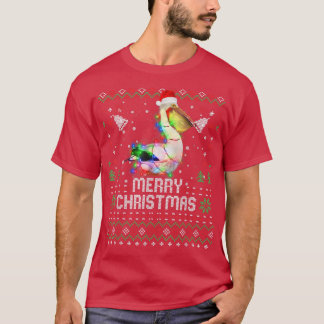 Camiseta Pelicanos Santa Hat Festa de Natal Animal Luzes Ho
