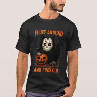 Camiseta Pelo ao Redor e Descubra um Gato Preto Engraçado e