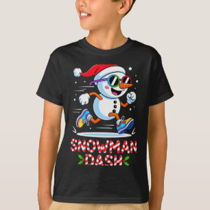 Camiseta Pelo de Homem de Neve de Natal Corrida Maratona Ch