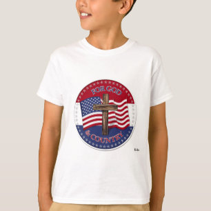 Camiseta Pelo Deus E pela Pátria - Cruz com 50 estrelas Ban